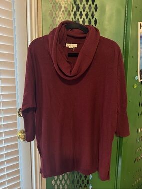 if it were me Wine Cowl Neck Sweater